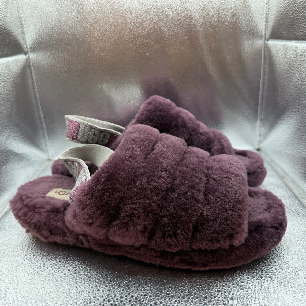 Size 11 UGG Fluff Yeah Slide Thick Sole Plum Purple Womens Slippers 1098798